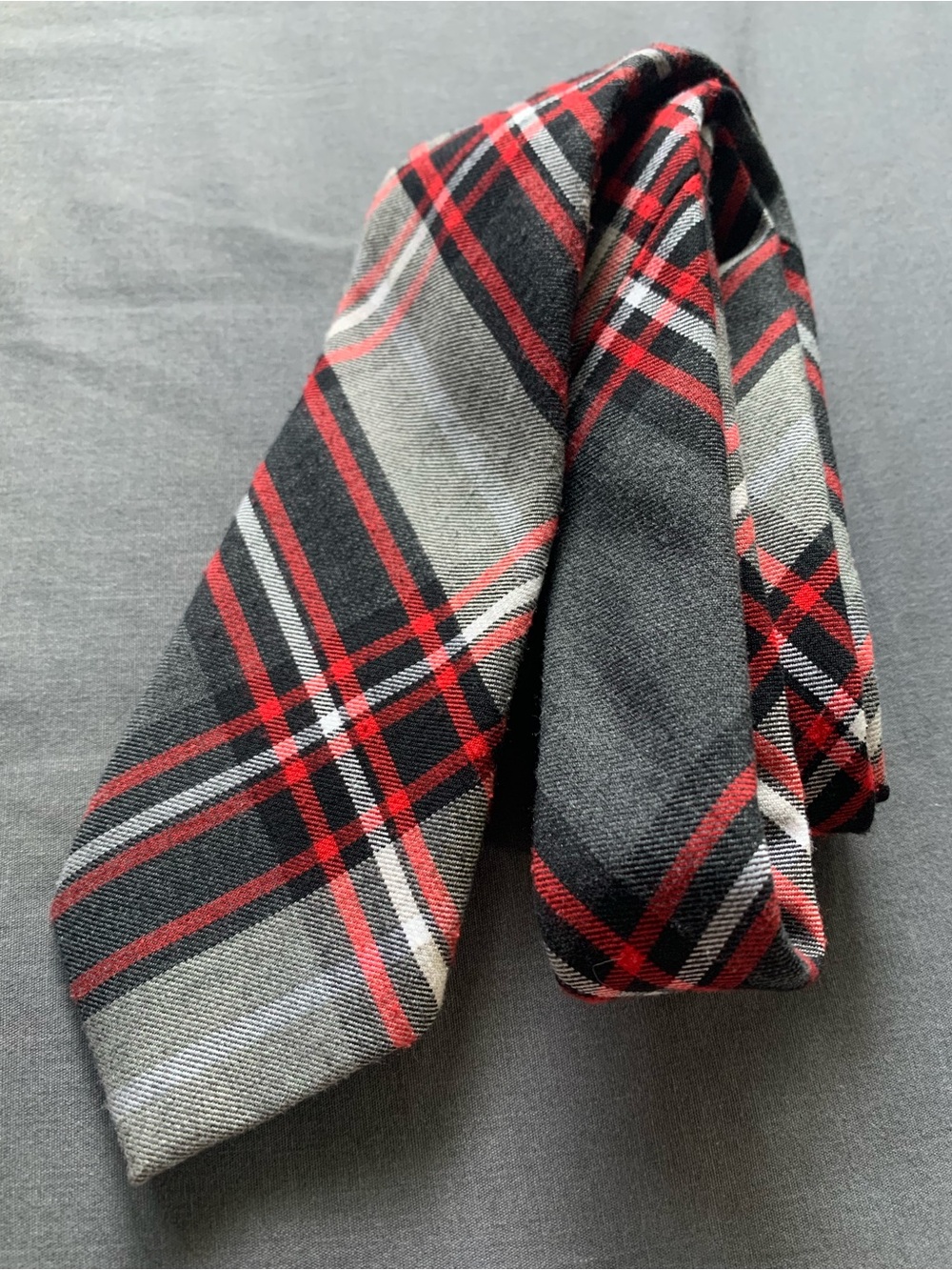 Express Men's Multicolor Plaid Wool Polyester and Spandex Tie - Red and Black